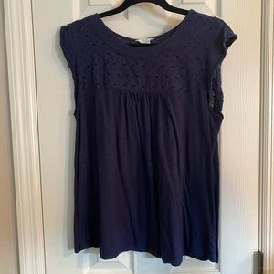 Navy Tank with eyelet detail